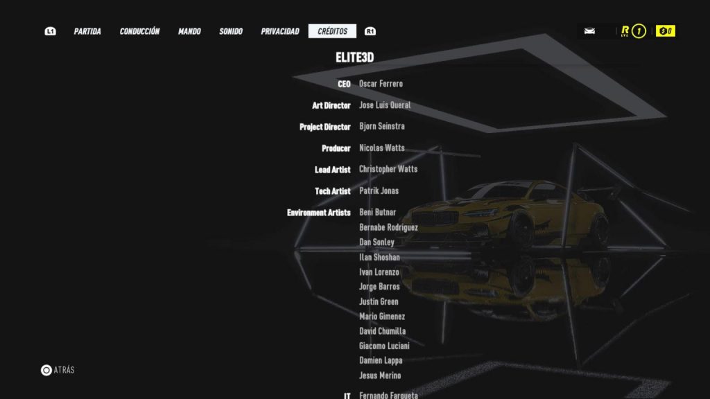 Créditos del videojuego Need For Speed Heat