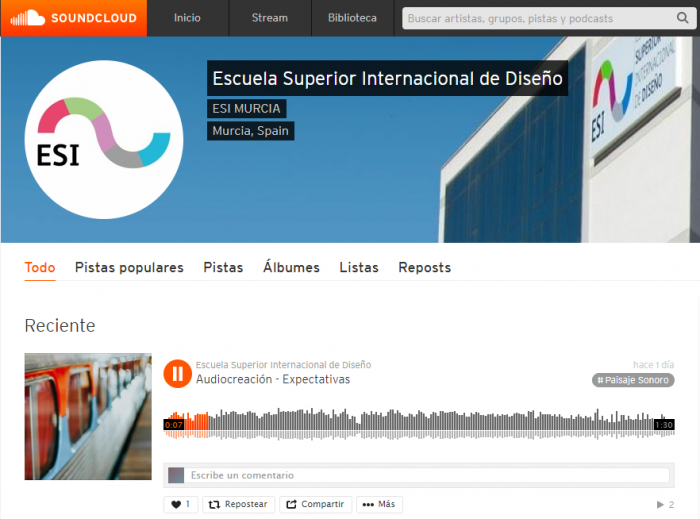 página principal de soundcloud de esi